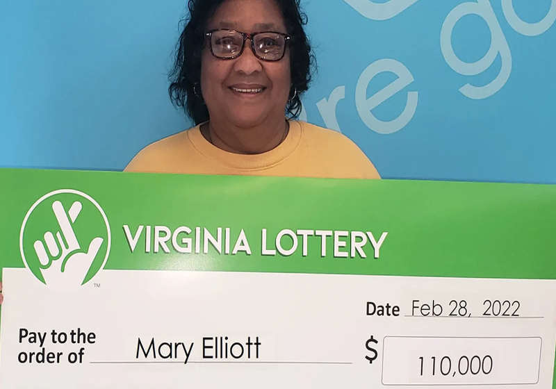 Mary Elliot, do condado de Buckingham, Virgínia, ganhou US$ 110.000 no mês passado Foto: Loteria da Virgínia