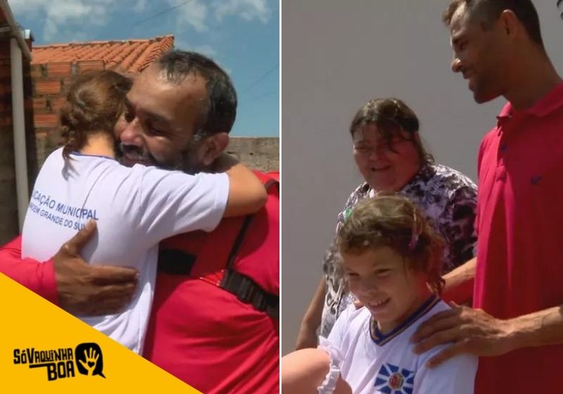 Motoboy ficou muito comovido com o pedido, mas também não tinha dinheiro naquele momento. Fotos: Reprodução/Vídeo