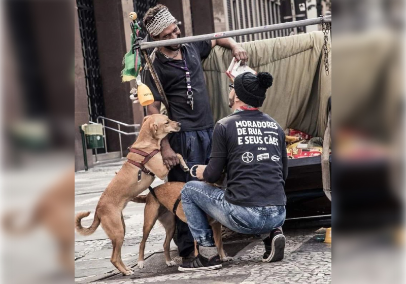 O projeto Moradores de Rua e Seus Cães nasceu após um registro feito pelo fotógrafo Eduardo Leporo - Foto: reprodução Instagram @moradoresderuaeseuscaes