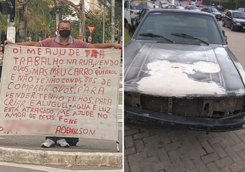 Adenilson tem passado por dificuldades em casa desde que seu carro de trabalho quebrou recentemente. Fotos: Arquivo Pessoal
