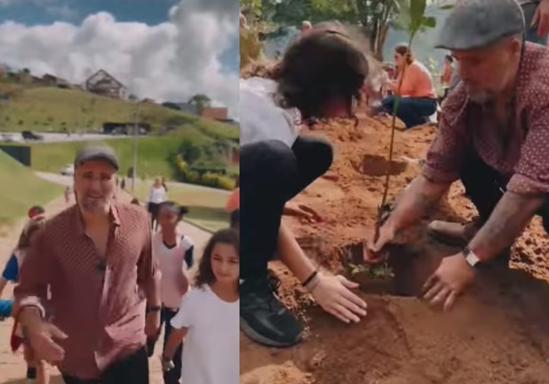 O ator Bruno Gagliasso levou 50 crianças para plantar mudas de árvores em Teresópolis, RJ - Fotos: reprodução / Instagram