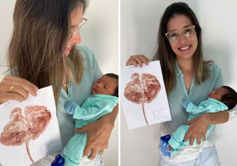“É um momento único na vida delas. Eu pego a placenta da mãe e faço o registro", disse a enfermeira. Fotos: Arquivo Pessoal/ Mídiamax