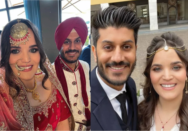 Brasileira Juliany Dal Bianco e o indiano Jashan Preet Singh se casaram na Itália — Foto: Arquivo pessoal