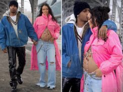 Rihanna ainda grávida com o pai do filho dela - Fotos: Diggzy / Shutterstock