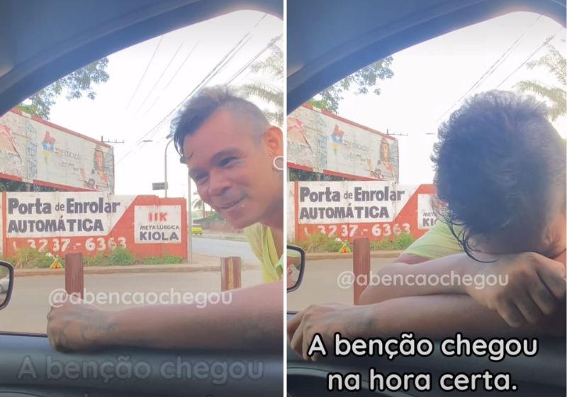 Desconhecido ajuda artista de rua com o valor de um aluguel e cesta básica. Fotos: reprodução/vídeo