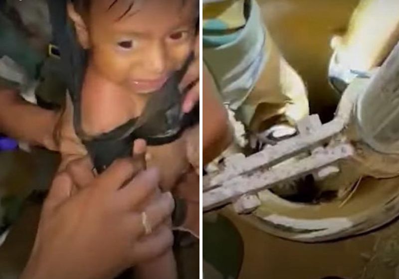 O garotinho caiu no poço brincava em uma fazenda - Foto: Reprodução/vídeo