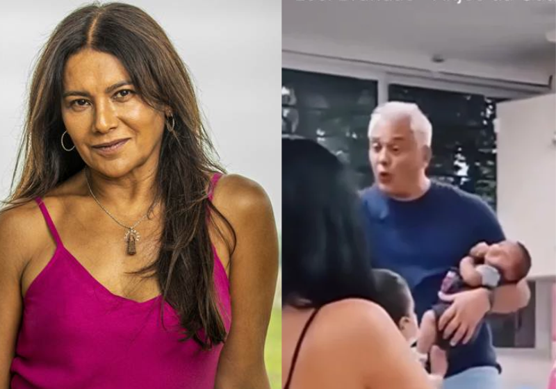 Dira Paes elogiou o irmão, que embalava um bebê de uma aluna - Foto: reprodução