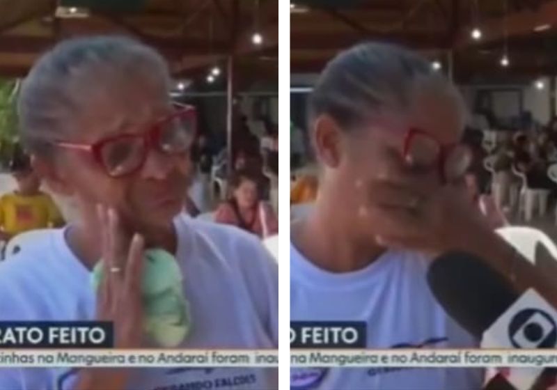 Dona Janete era uma das muitas pessoas que estavam na fila do Prato Feito Carioca - programa da Prefeitura do Rio, que distribui refeições a quem não tem o que comer. Fotos: Reprodução/vídeo