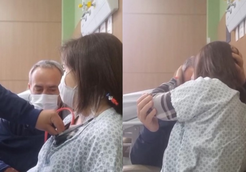 Pai ouve coração de filha bater pela primeira vez após transplante - Foto: reprodução