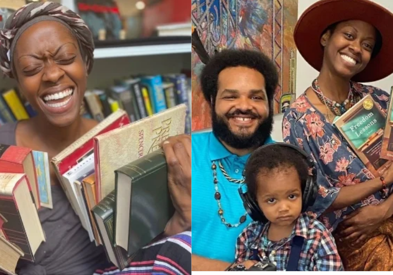 O casal Kaila e Raymond abriram uma livraria gratuita para e espalham amor através da literatura - Foto arquivo pessoal