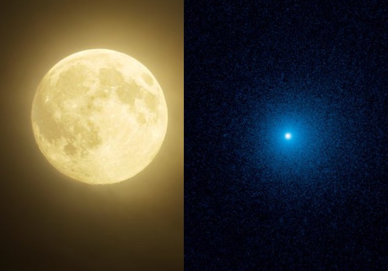 A superlua poderá ser vista no dia 13 e o cometa K2 no dia 14 - Fotos: Pixabay / ESA / Hubble / Divulgação