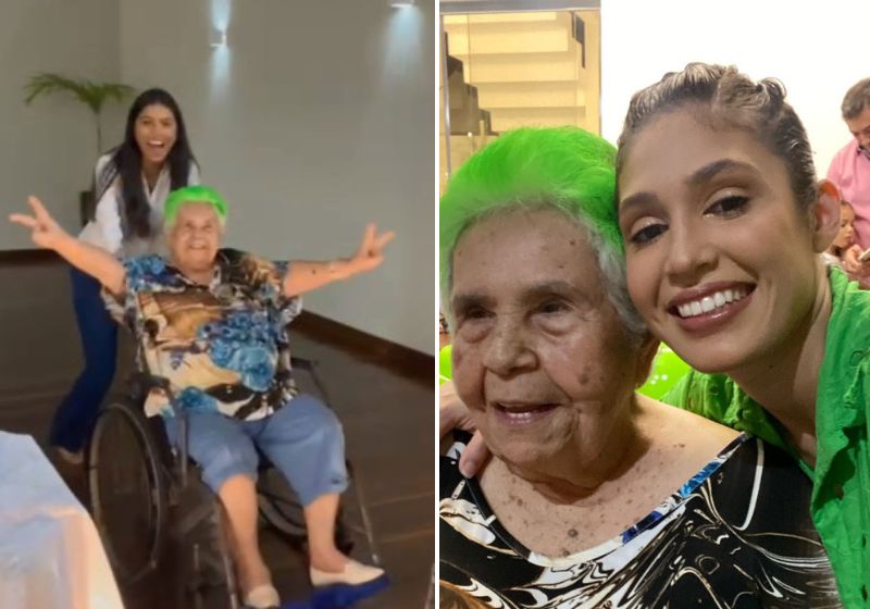 Cheia de bom humor a tataravó viralizou nas redes. Fotos: Reprodução/vídeo