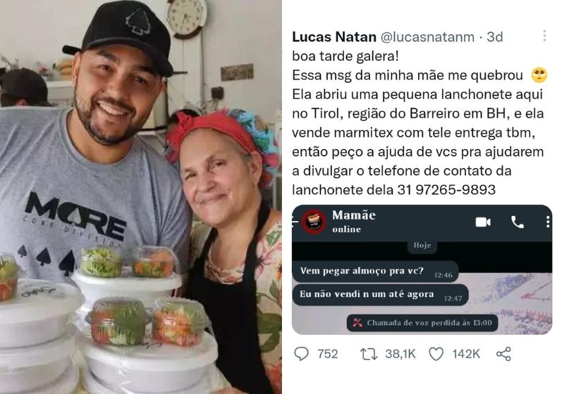Lucas publicou a mensagem e em poucas horas, o post nas redes sociais alcançou mais de 70 mil curtidas. Fotos: Redes Sociais