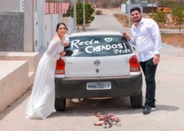 Jéssica usou o vestido em seu casamento em dezembro de 2021. Foto: Arquivo Pessoal