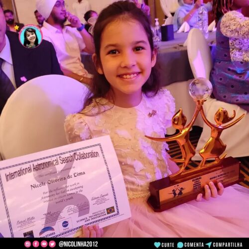 Nicolinha recebeu o prêmio de astrônoma mais jovem do mundo - Foto: reprodução Instagram