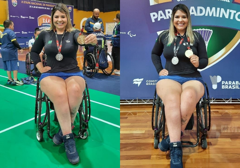Aline se destacou no Circuito Nacional Parabadminton e está se preparando para Paris 2024 - Foto: divulgação