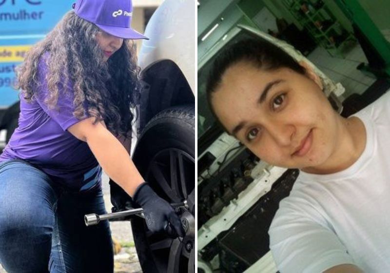 Pai e avô de Rebecca são mecânicos e foram sua inspiração. Fotos: Arquivo Pessoal