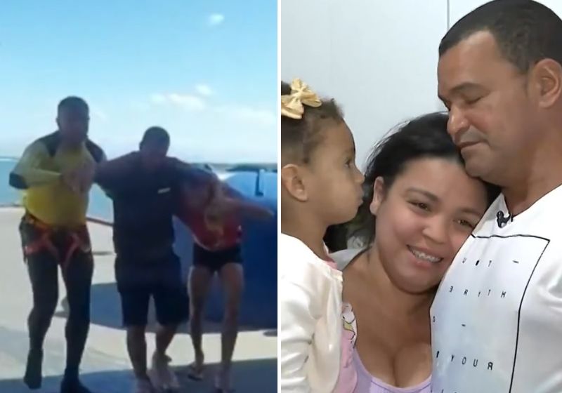 Um final feliz para o jardineiro Nelson Ribeiro, 50 anos, que ficou ilhado por 6 dias, sem comida e água. Fotos: Reprodução/vídeo