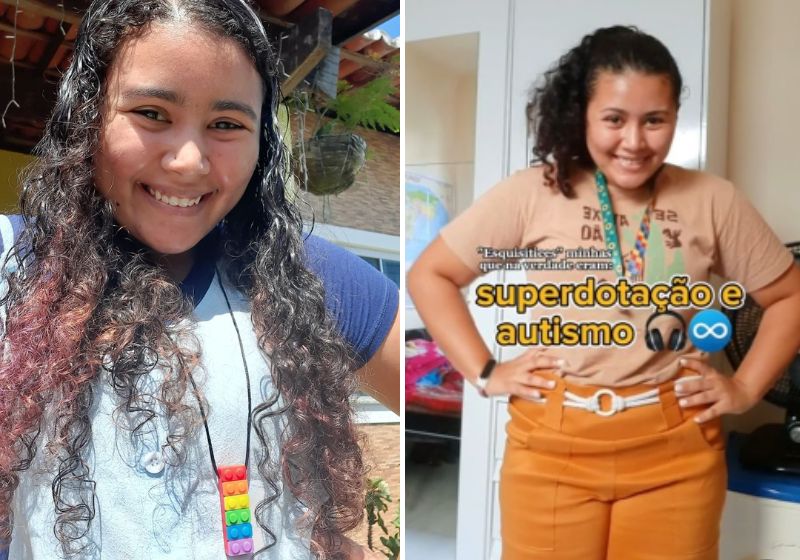 Raquel teve o diagnóstico de autismo grau 2 e de QI elevado quando já tinha 16 anos. Fotos: Redes Sociais