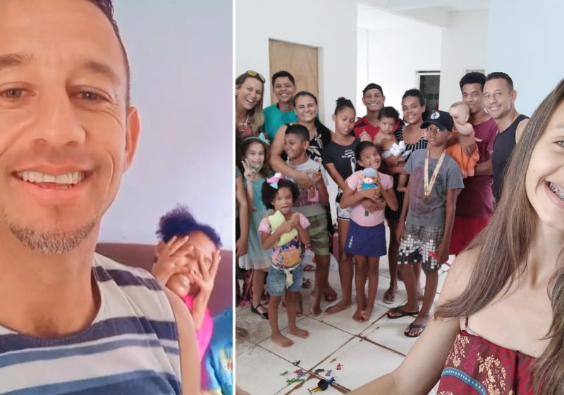 O motorista Richard já era pai de uma linda menina, quando adotou há 11 anos mais 11 filhos - Fotos: Arquivo Pessoal