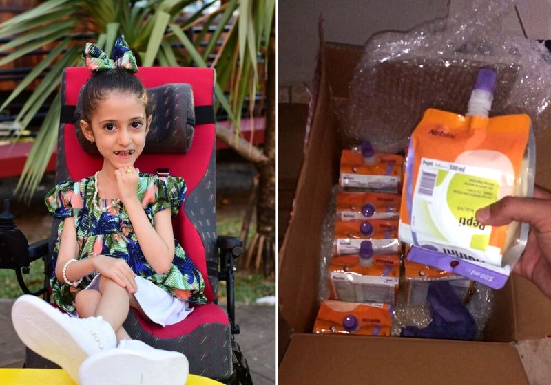 Ágatha fez seu apelo pelo leite especial e emocionou a todos nas redes sociais. O Nutrini Peptinão é fornecido pelo Governo - Fotos: Arquivo Pessoal