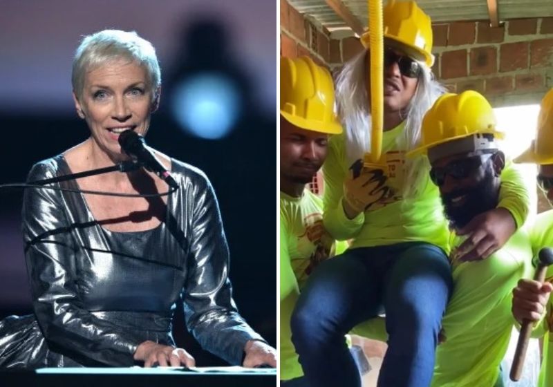 O grupo chamado de Quarteto da Arriação é formado por pedreiros pernambucanos e foi elogiado por Annie Lennox . Fotos: Reprodução