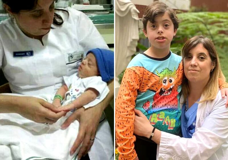 O amor da enfermeira Marcela pelo bebê com Down abandonado pelos pais foi imediato. Fotos: Reprodução