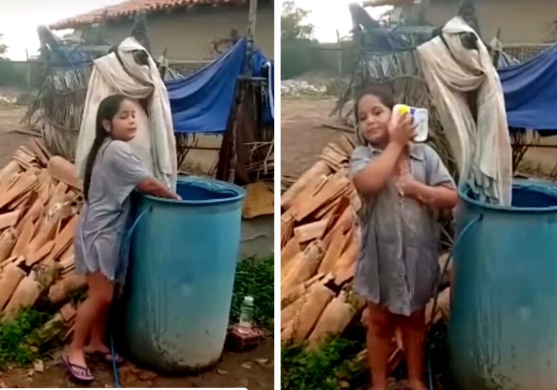 A família não tem condições de cimentar a casinha e muito menos de construir o banheiro. Fotos: Reprodução/vídeo