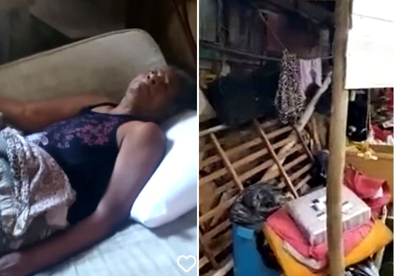 A idosa com câncer foi resgatada e levada para uma casa temporária, alugada por dois meses - Fotos: Reprodução/vídeo