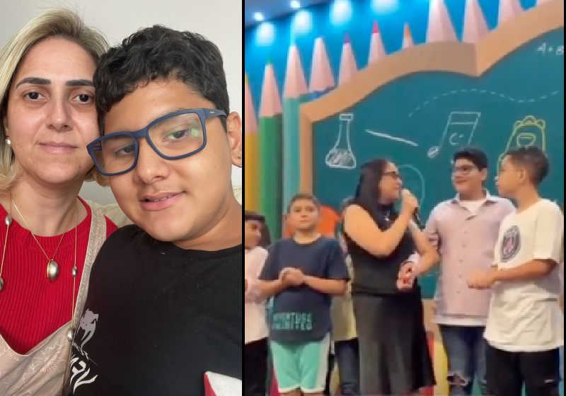 O aluno autista do Sigma foi convidado e participou da festa de formatura do Colégio Marista de Brasília - Fotos: arquivo pessoal e Twitter