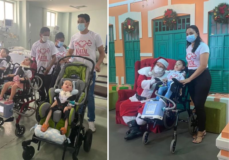 A visita das crianças com AME ao Papai Noel é para incentivar a política de desospitalização no Piauí. Foto: Reprodução/Internet