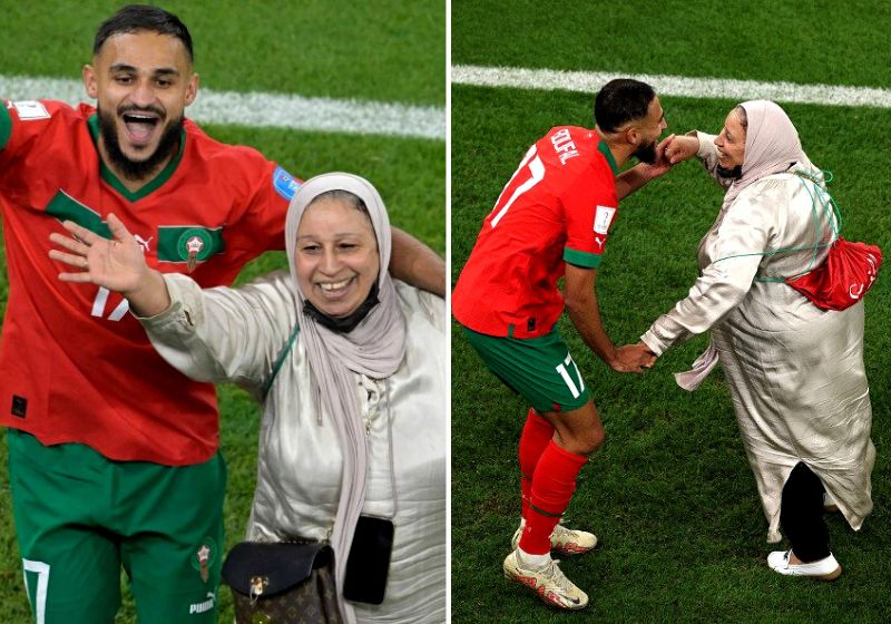 A imagem encantadora do jogador de Marrocos dançando com a mãe mostra como o futebol pode ensinar muito mais do que sobre gols e faltas. Fotos: Reprodução/Vídeo
