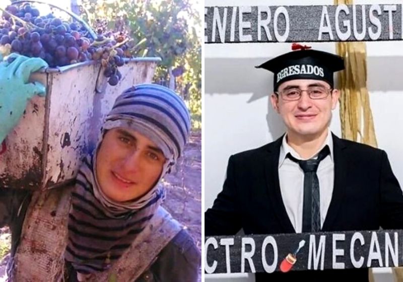 Para bancar as mensalidades da faculdade de Engenharia Eletromecânica, ele conseguiu o emprego para colher uvas em uma fazendo local. Fotos: Reprodução/Internet