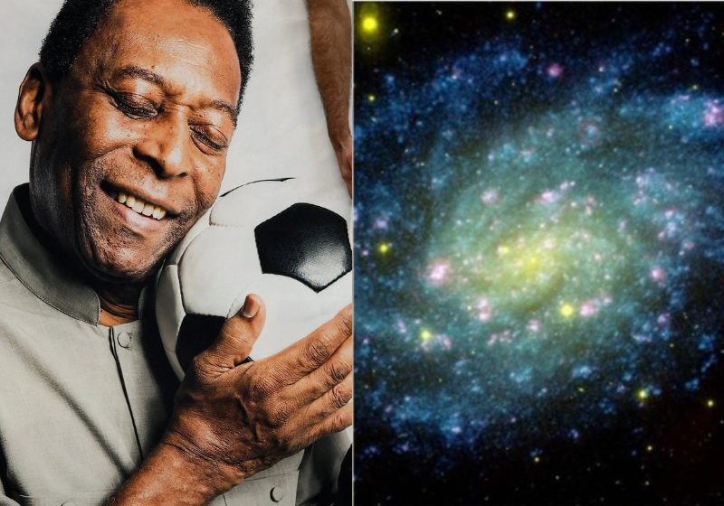 A NASA dedicou uma galáxia nas cores verde e amarelo ao Rei Pelé - Foto: reprodução