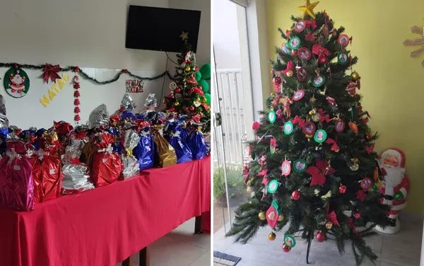 Teve pamonha e outros presentes de Natal no asilo - Fotos: Arquivo Pessoal / Lucilene
