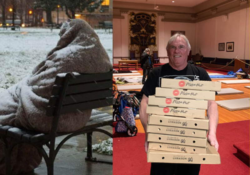 Internet users are mobilizing and donating pizzas to homeless people with colds