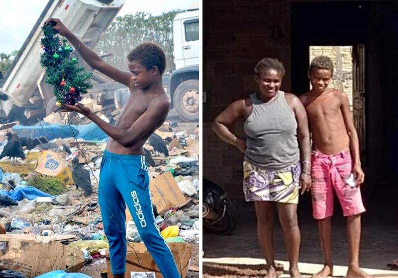 Com o Só Vaquinha Boa, Gabriel, que ficou conhecido por ter encontrado árvore de Natal no lixão, conseguiu comprar uma casa para a família. Fotos: Só Vaquinha Boa
