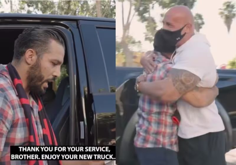 O ator Dwayne Johnson, o The Rock, deu o próprio carro a um fã e ele não aguentou de emoção - Fotos: Instagram