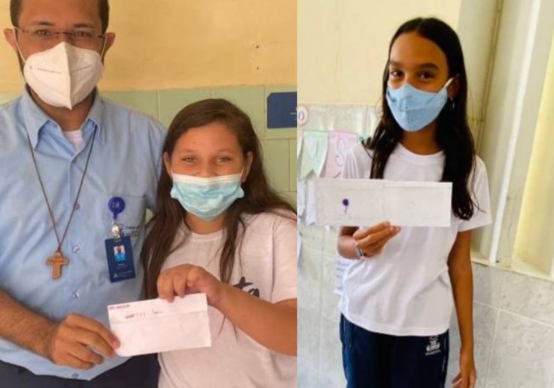 Troca de cartas do Correio da Empatia é feita entre estudantes da Escola Marista, no Ceará, e gerou muita emoção e gratidão entre os alunos. Foto: Reprodução/Porvir.org.