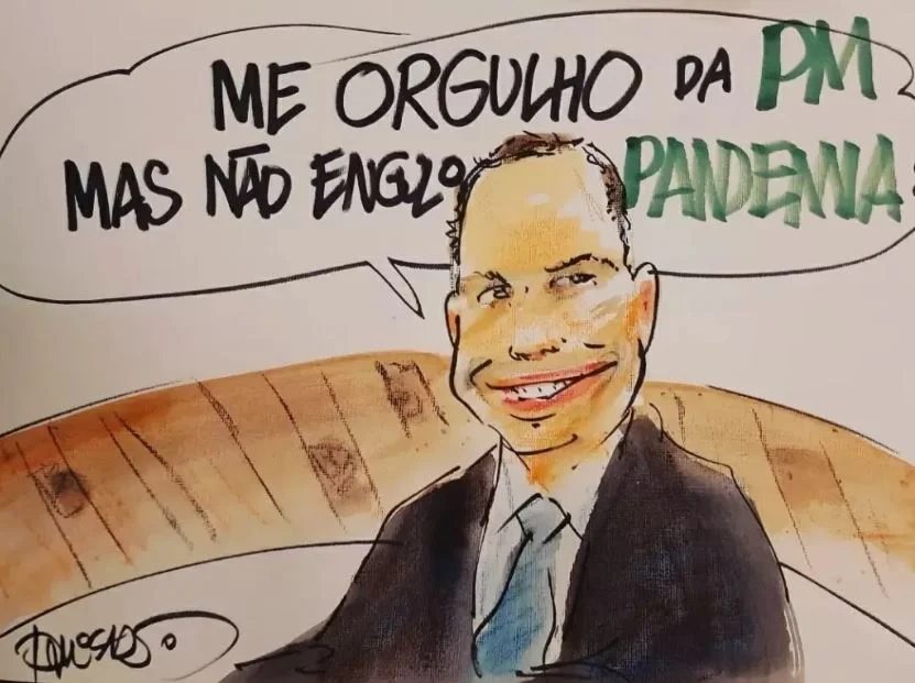 Paulo Caruso e charge que fez de João Dória - Foto: reprodução / Instagram