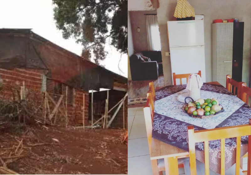 O menino vivia em uma casa destelhada e hoje tem um lar confortável com a família. - Foto: Elaine Bogo