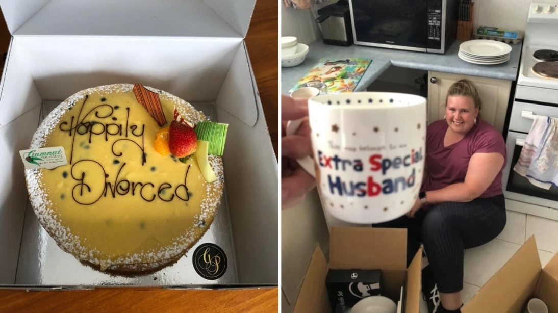 Casal comemorou até o divórcio com bolo e café. Fotos: Reprodução/Internet