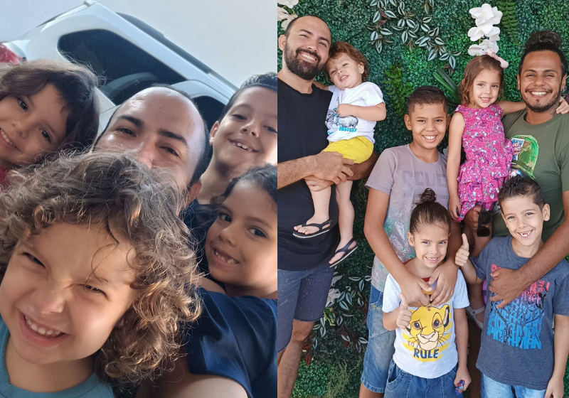 Daniel ficou sozinho com os cinco filhos após a morte do companheiro Jhonatan. Eles moram de aluguel e nós vamos conseguir uma casa para essa família linda!- Fotos: arquivo pessoal