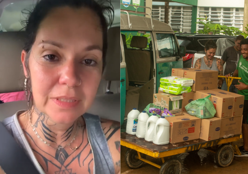 Renata Quintella foi até as cidades atingidas pela chuva, no litoral Norte de São Paulo, para levar alimentos. - Foto: reprodução redes sociais
