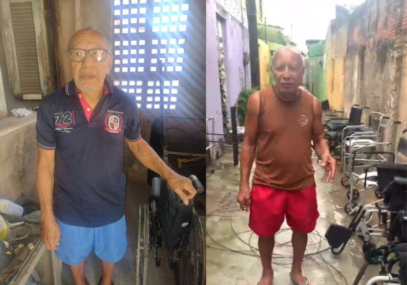 O seo Ivo é aposentado e conserta cadeiras de roda gratuitamente para pessoas carentes em Fortaleza. - Foto: reprodução / arquivo pessoal