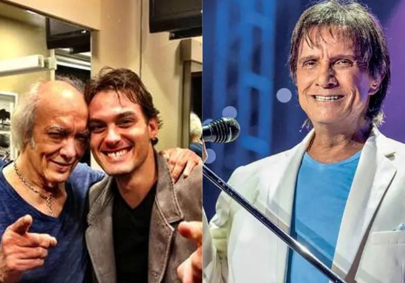 Roberto Carlos contratou o filho de Erasmo Carlos, seu grande amigo, para trabalhar com ele! Foto: Reprodução/ Veja e OGlobo.