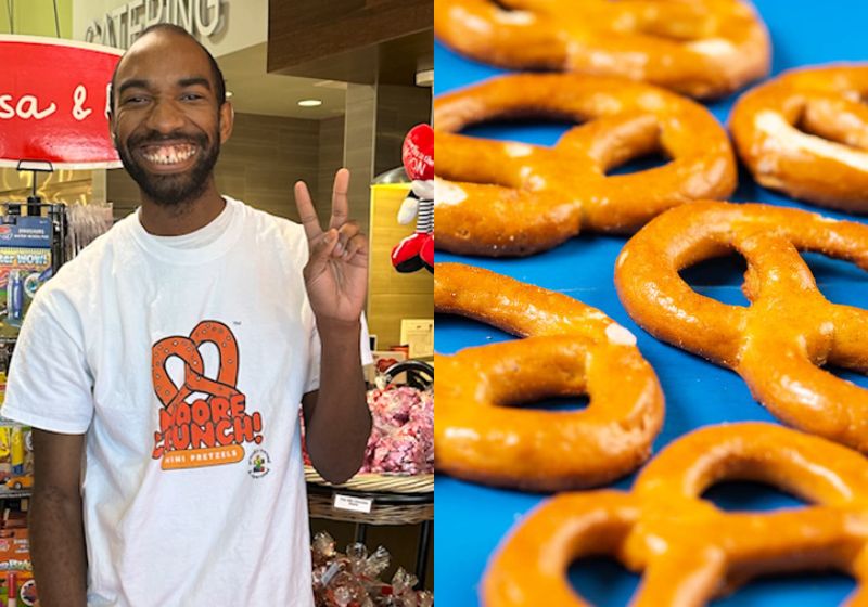 Marcus Moore é o empresário com autismo dono da Moore Crunch, uma empresa de pretzels que ficou famosa nos Estados Unidos. - Foto: Reprodução/CBS News.