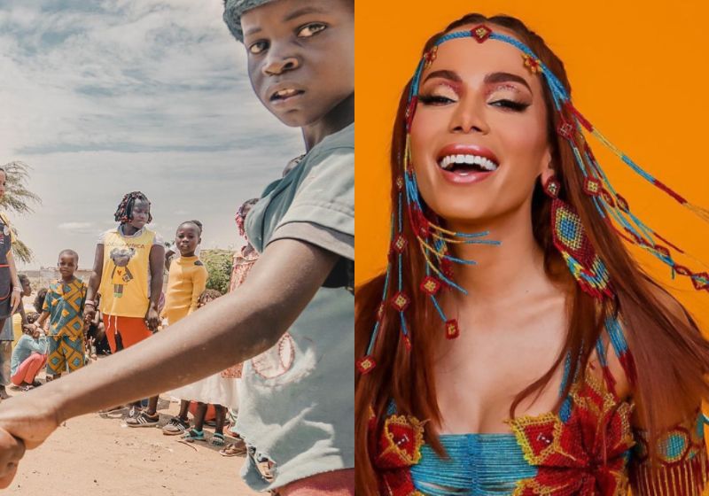 A doação feita pela cantora Anitta, será usada para a construção de um centro médico e odontológico para crianças carentes. Foto: Reprodução/@anitta e @zuzuforafrica/Instagram.