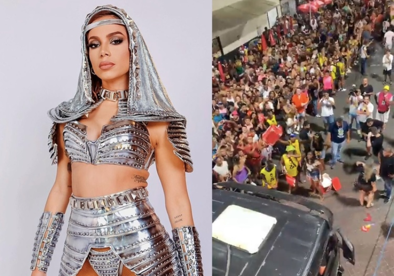 Anitta ajudou o ambulante, que teve o isopor quebrado durante o carnaval. Ela também denunciou um roubo e depois do bloco ainda caiu na folia. - Foto: reprodução Twitter