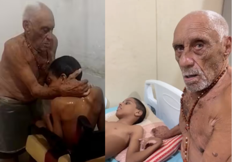 Seu Francisco está radiante! O idoso cuida sozinho do filho com deficiência e agora tem um lar mais confortável para viver. - Foto: arquivo pessoal